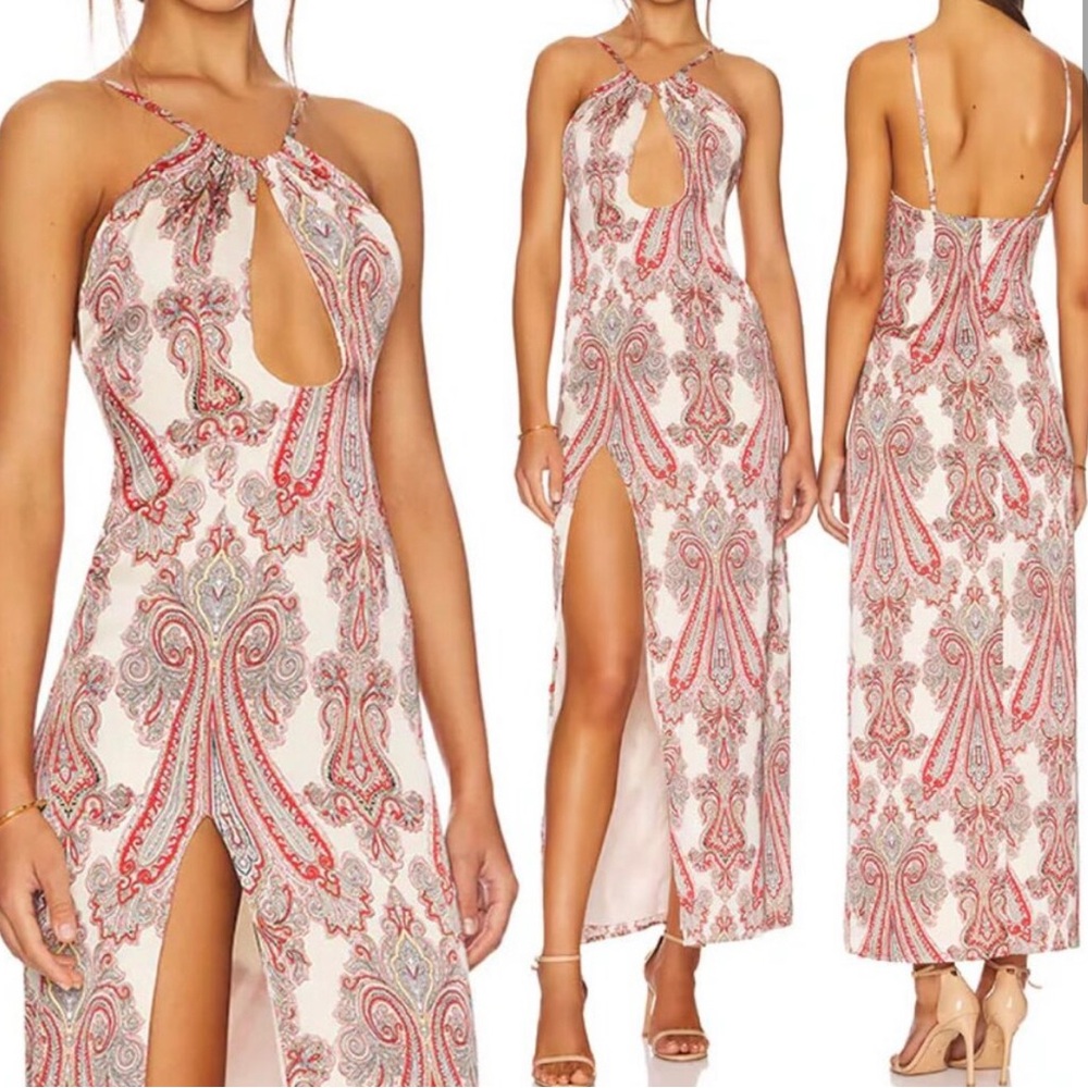 Superdown Lina Keyhole Paisley Maxi Dress S